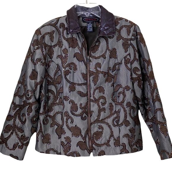 Vintage ENTICE Exclusive 3-D Zippered Embellished Jacket Size Medium - Picture 1 of 8